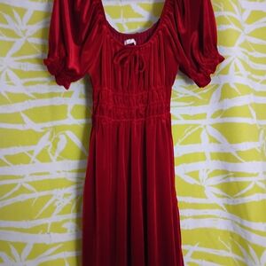 Copper Key Red Velvet Midi Dress